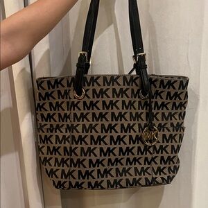 Michael Kors Monogram Black and Tan Tote